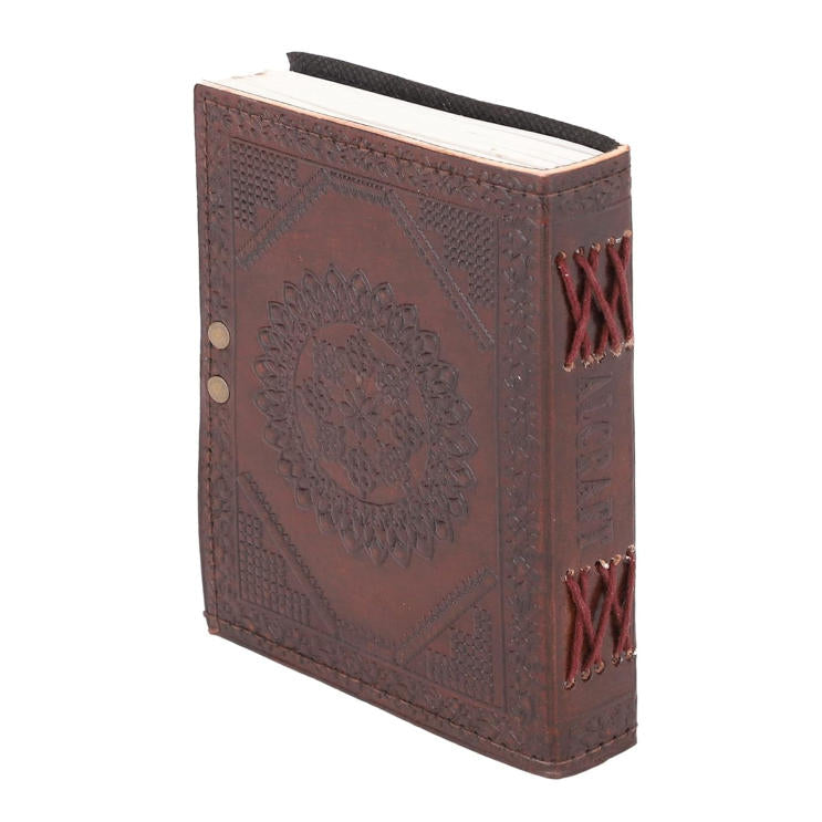 Real Leather Green Stone Brown Embossed Handmade Diary with Metal Lock