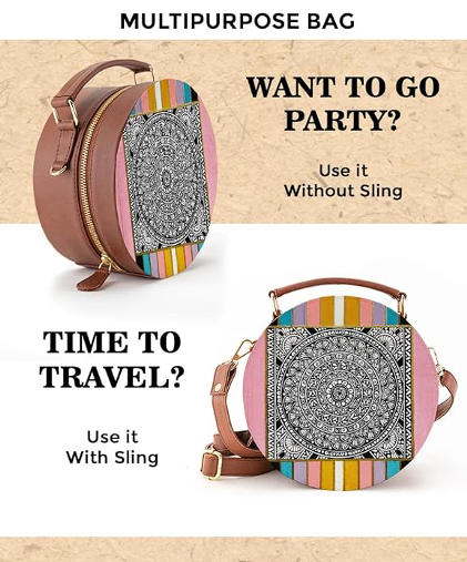 Kalankit Box Sling Bag for Women, Girls