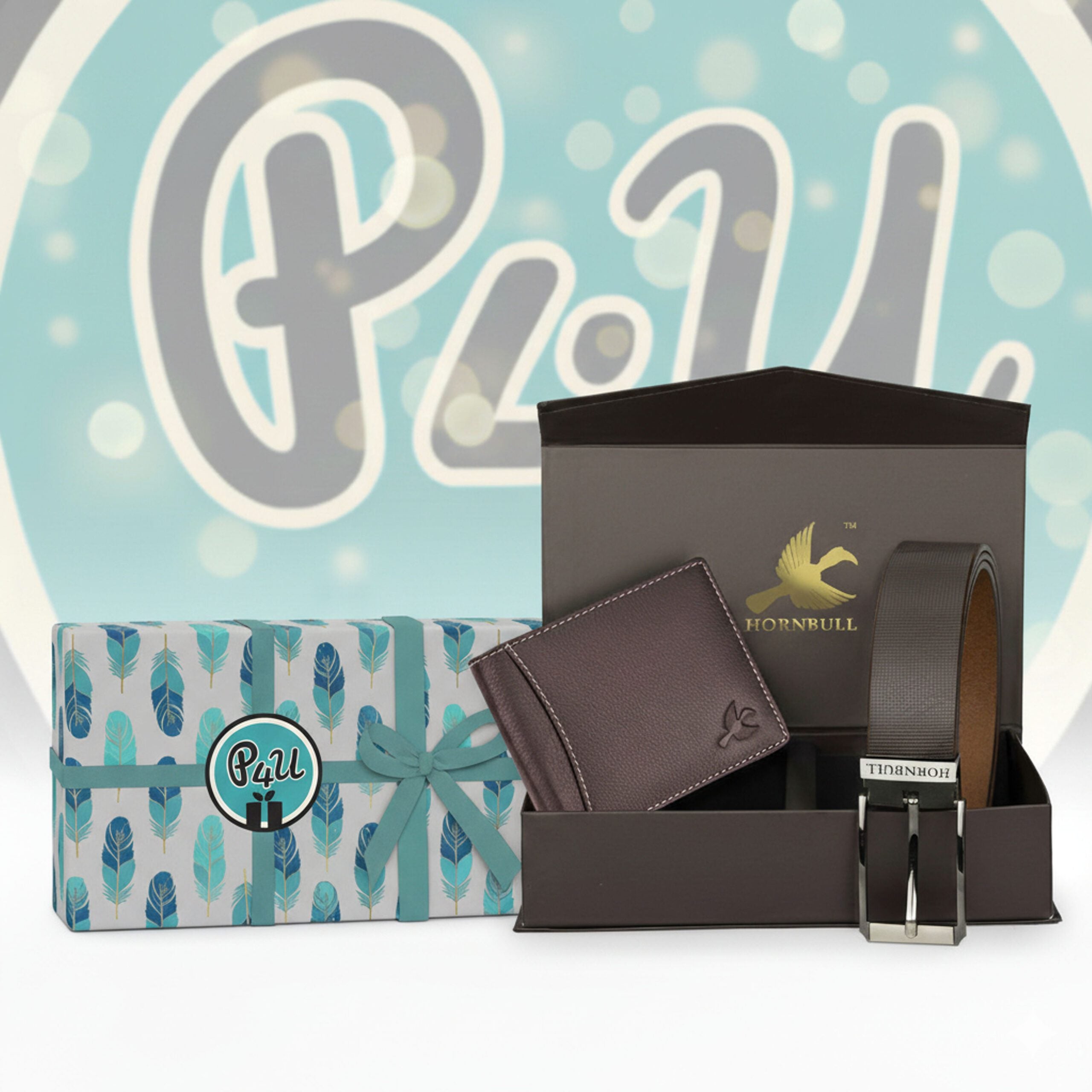 HORNBULL Men's Brown Wallet and Belt Combo | Valentine's Day Gift Set for Men | Mens Leather Wallet | Wallets Men Leather BW69187